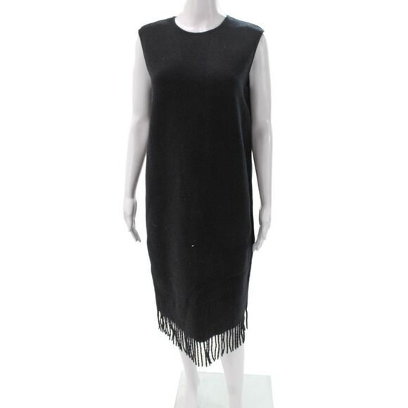 Salvatore Ferragamo Dresses & Skirts - Salvatore Ferragamo Women Black Wool Shift Dress Sleeveless Crewneck Midi Size M